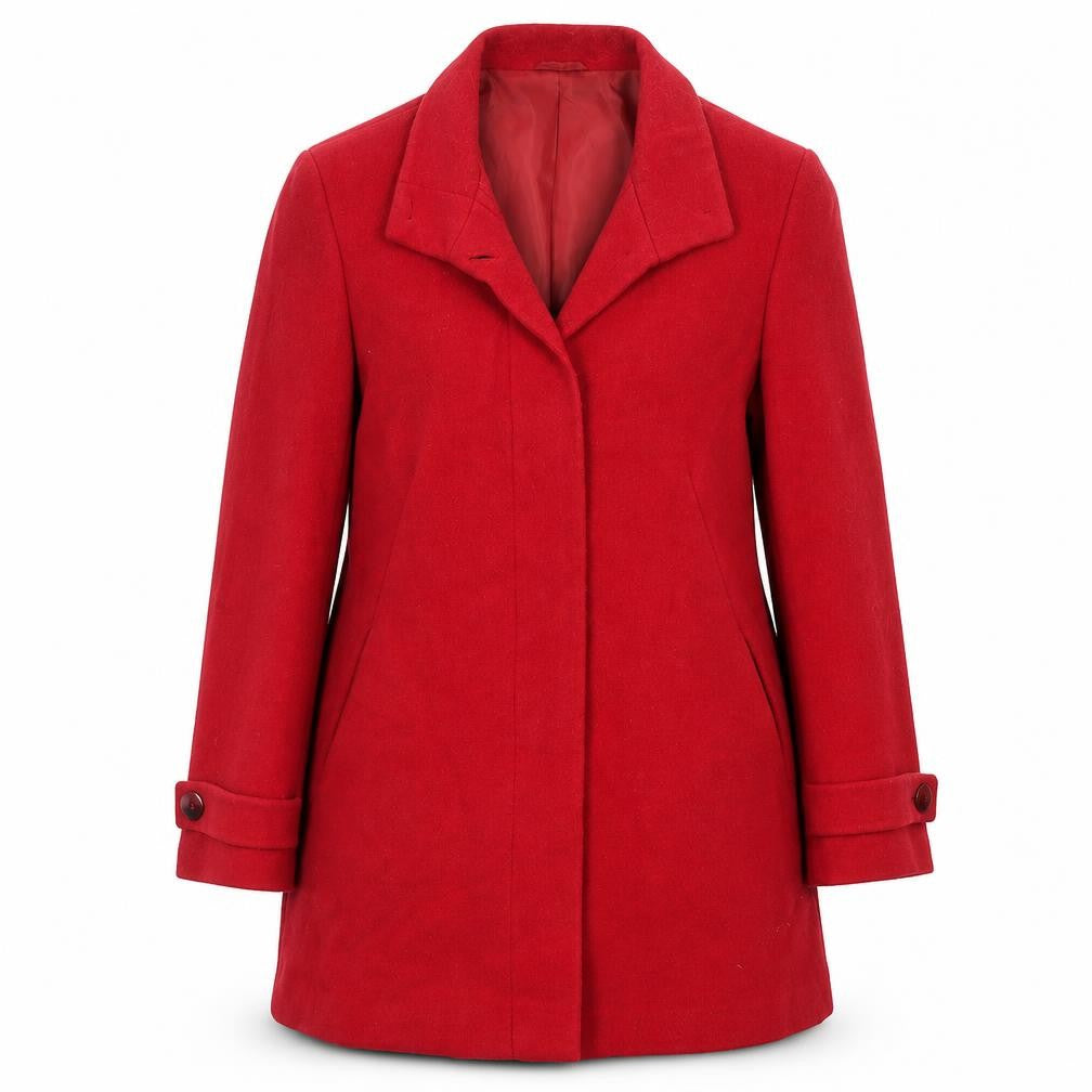 BHS Womens Red Overcoat Coat Size 14 Button