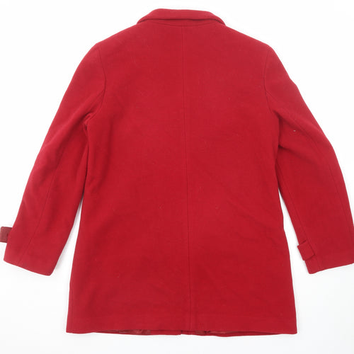 BHS Womens Red Overcoat Coat Size 14 Button