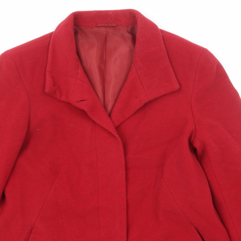 BHS Womens Red Overcoat Coat Size 14 Button