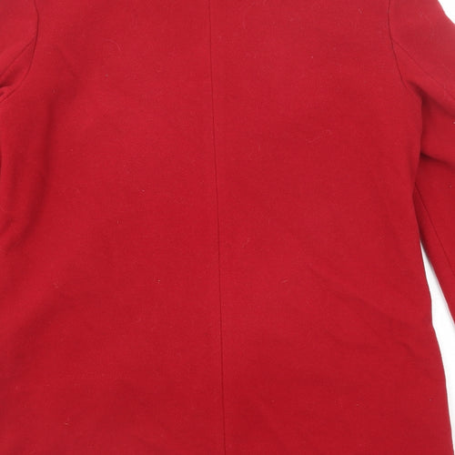 BHS Womens Red Overcoat Coat Size 14 Button