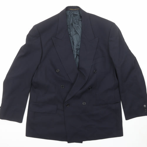 Marks and Spencer Mens Blue Wool Jacket Suit Jacket Size 42 Regular