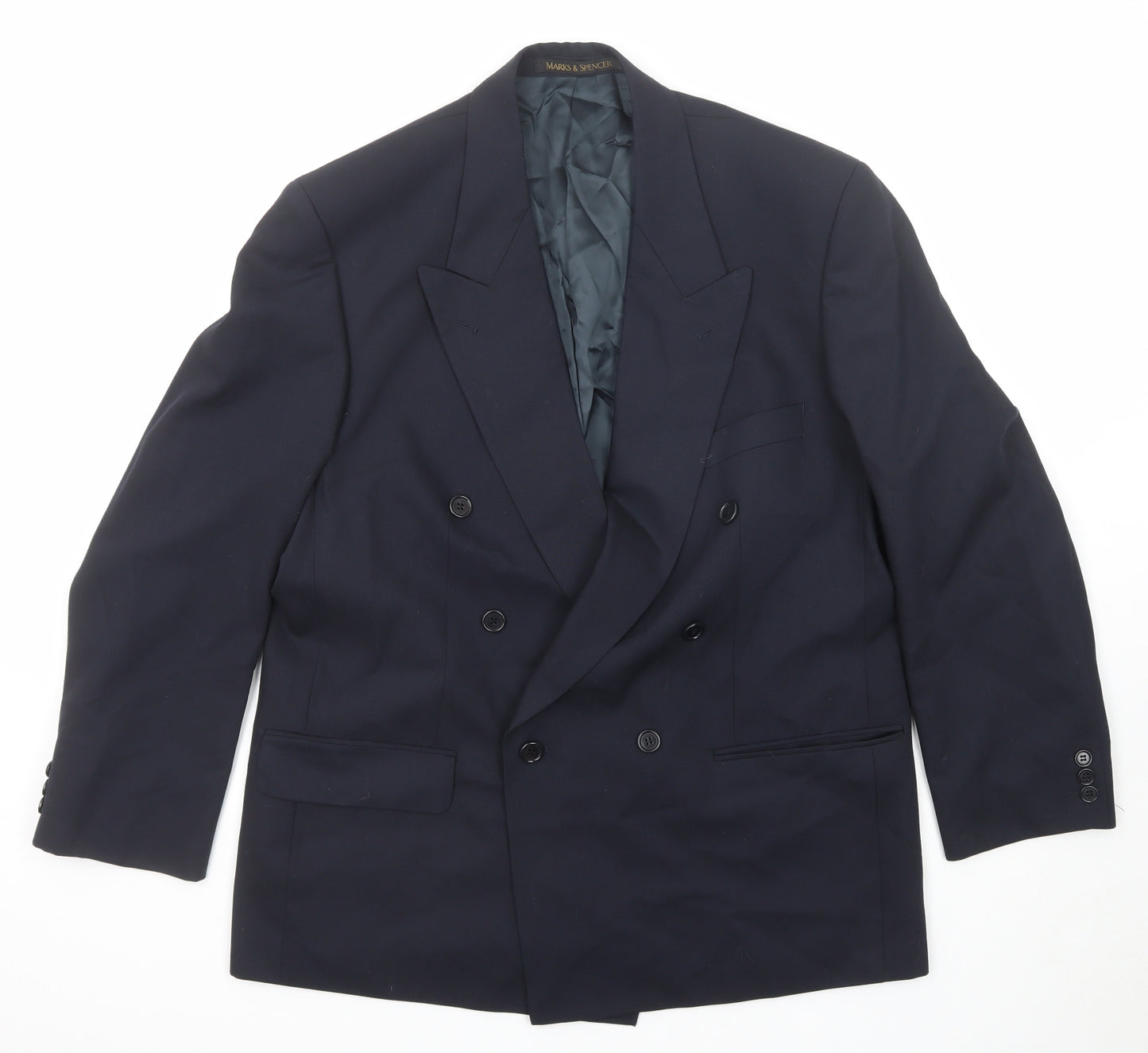 Marks and Spencer Mens Blue Wool Jacket Suit Jacket Size 42 Regular