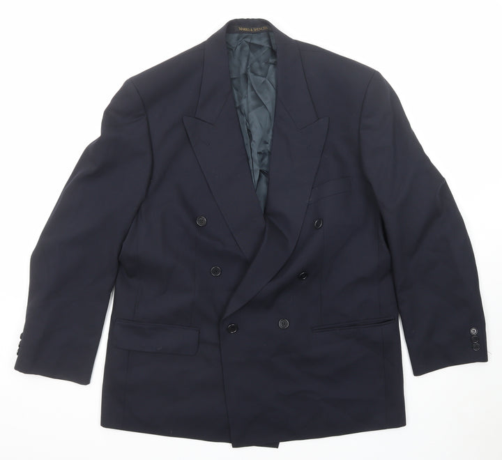 Marks and Spencer Mens Blue Wool Jacket Suit Jacket Size 42 Regular