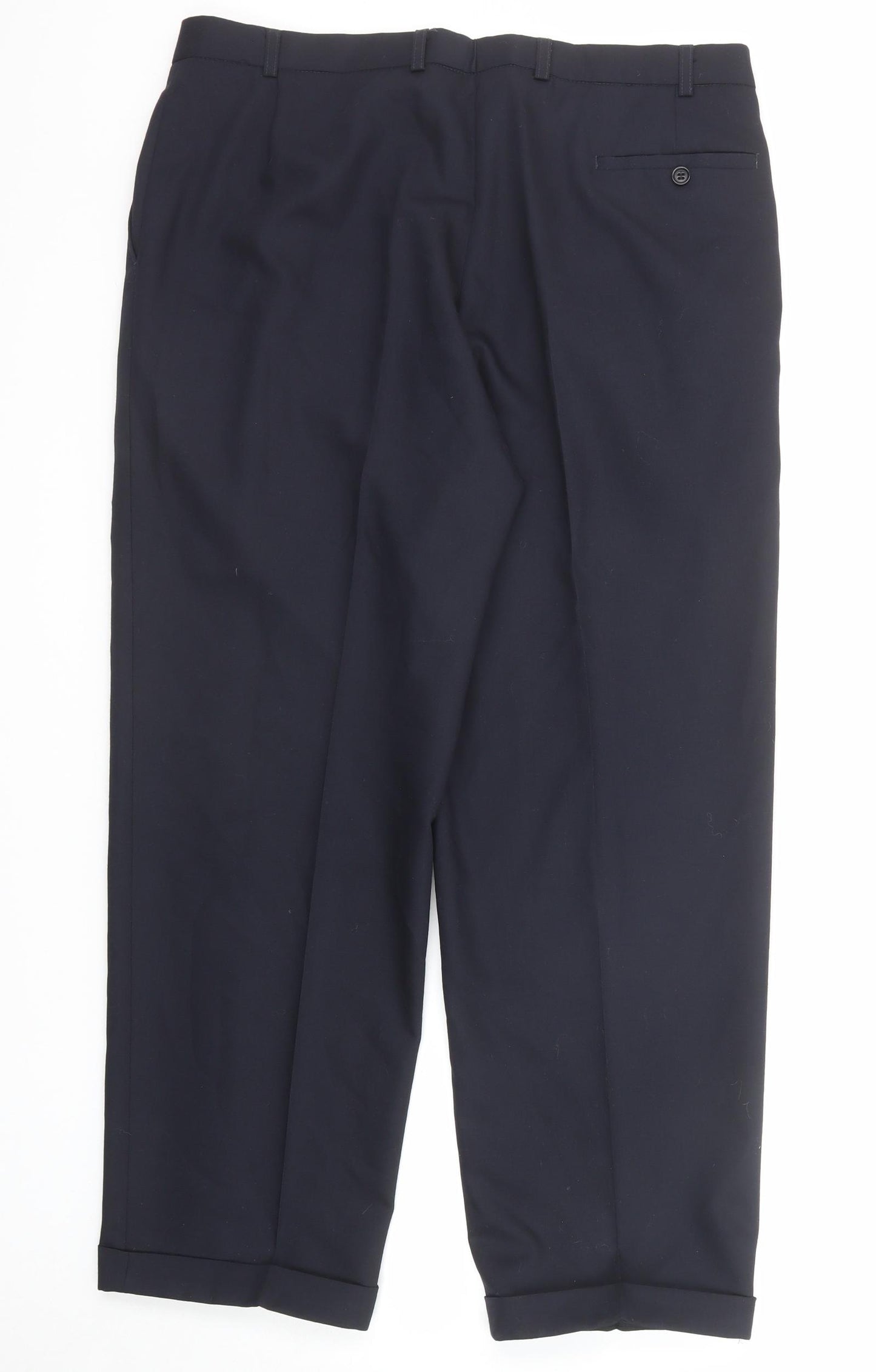 Marks and Spencer Mens Blue Wool Dress Pants Trousers Size 38 in L29 in Regular Zip