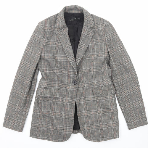 Zara Womens Grey Plaid Polyester Jacket Blazer Size S