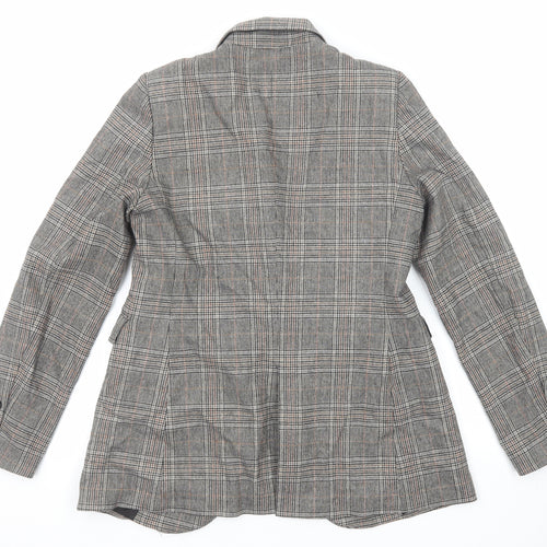 Zara Womens Grey Plaid Polyester Jacket Blazer Size S