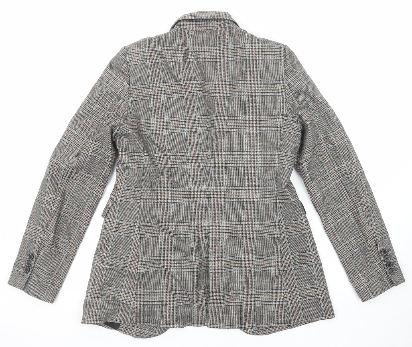Zara Womens Grey Plaid Polyester Jacket Blazer Size S