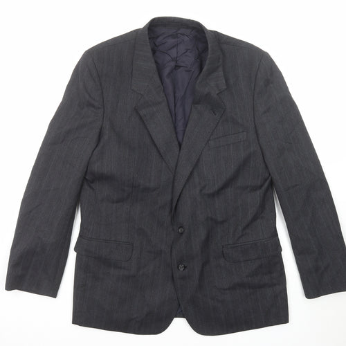 Burton Mens Grey Striped Polyester Jacket Suit Jacket Size 42 Regular