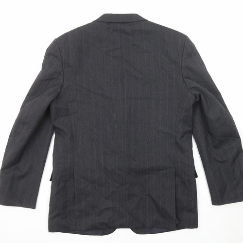 Burton Mens Grey Striped Polyester Jacket Suit Jacket Size 42 Regular