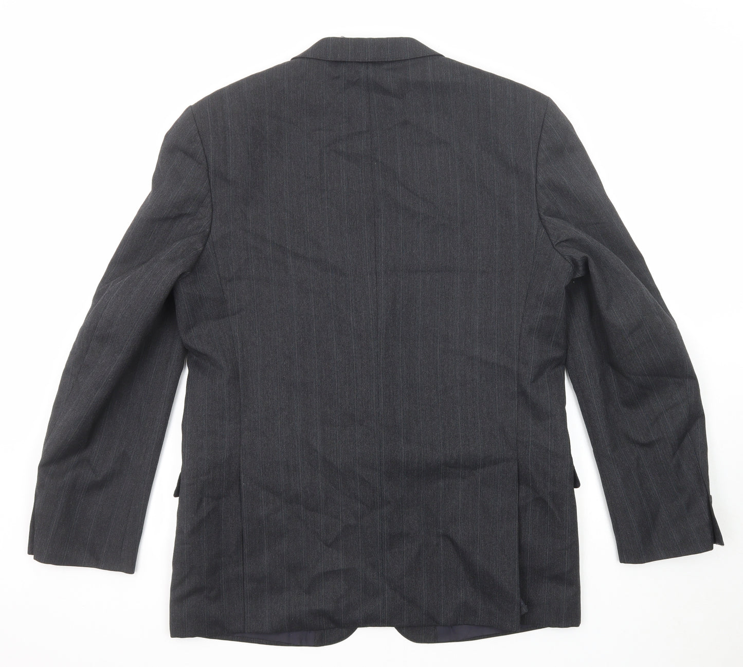 Burton Mens Grey Striped Polyester Jacket Suit Jacket Size 42 Regular