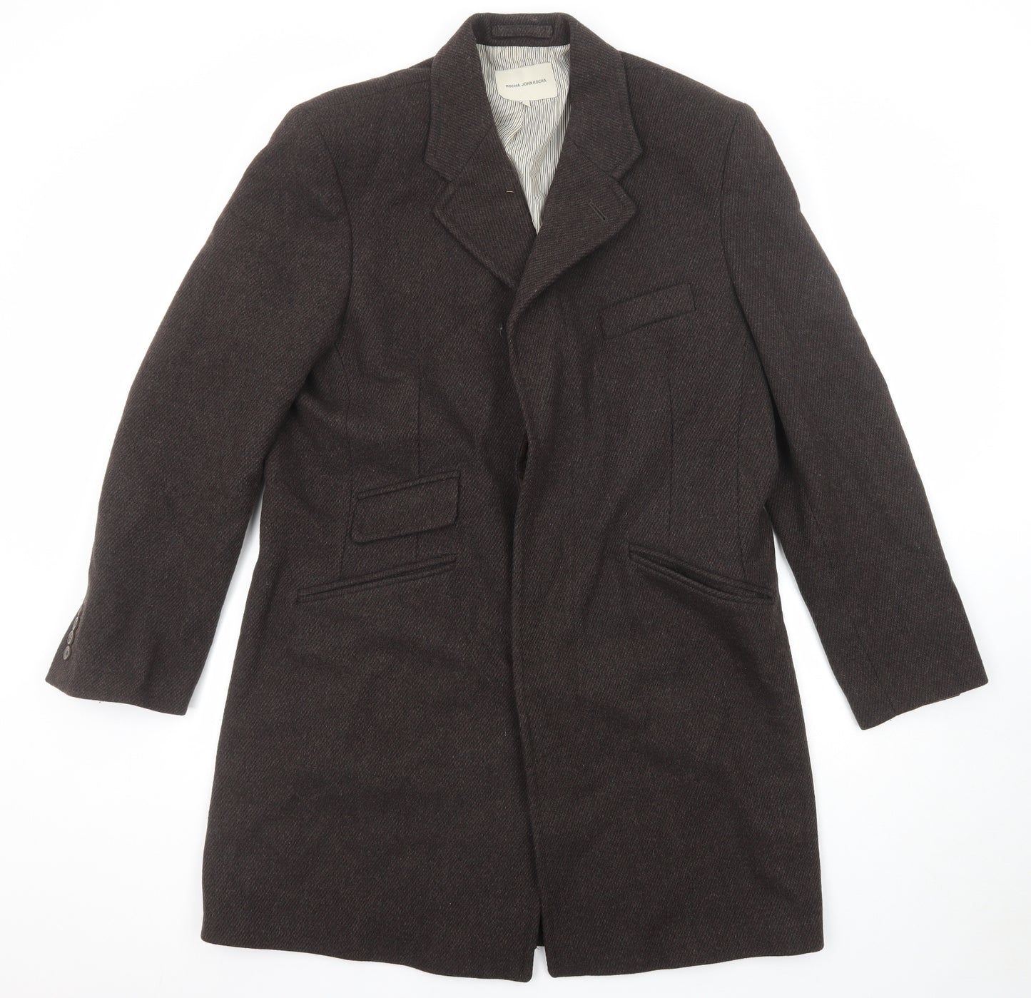 RJR.John Rocha Mens Brown Overcoat Coat Size L Button