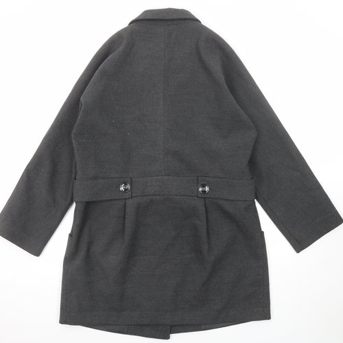 NEXT Womens Grey Overcoat Coat Size 16 Button