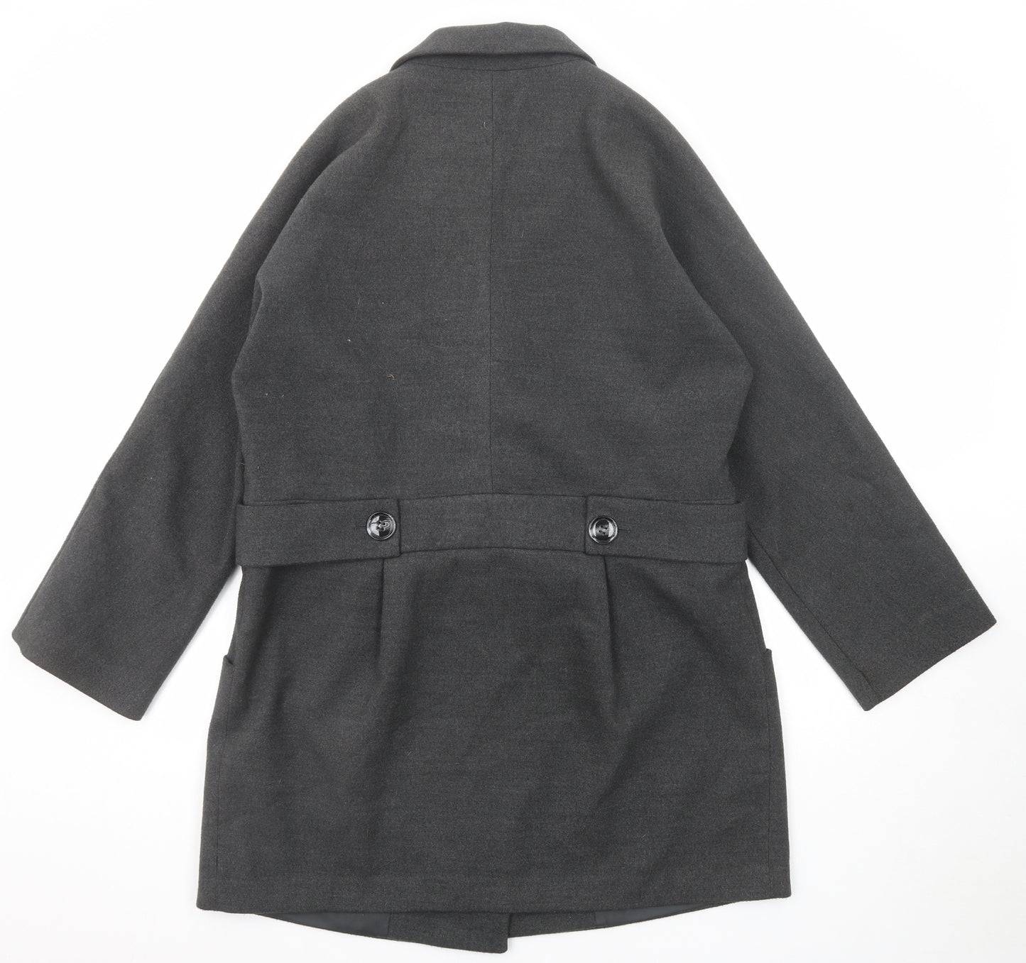 NEXT Womens Grey Overcoat Coat Size 16 Button