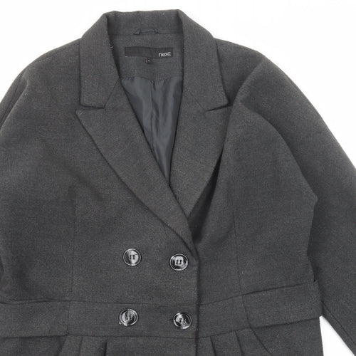 NEXT Womens Grey Overcoat Coat Size 16 Button