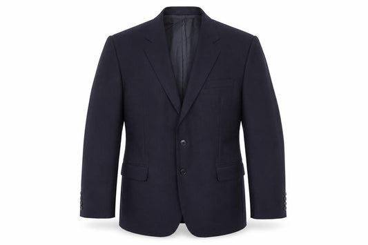 Front view of St Michael men’s blue wool jacket suit jacket, size 42, regular