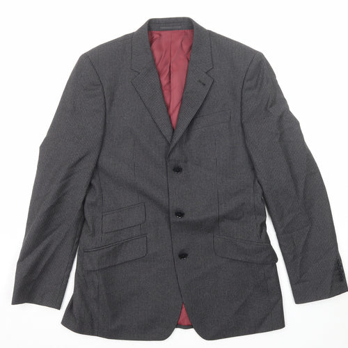 NEXT Mens Grey Striped Wool Jacket Suit Jacket Size 38 Regular