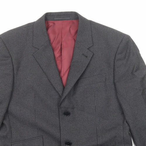 NEXT Mens Grey Striped Wool Jacket Suit Jacket Size 38 Regular