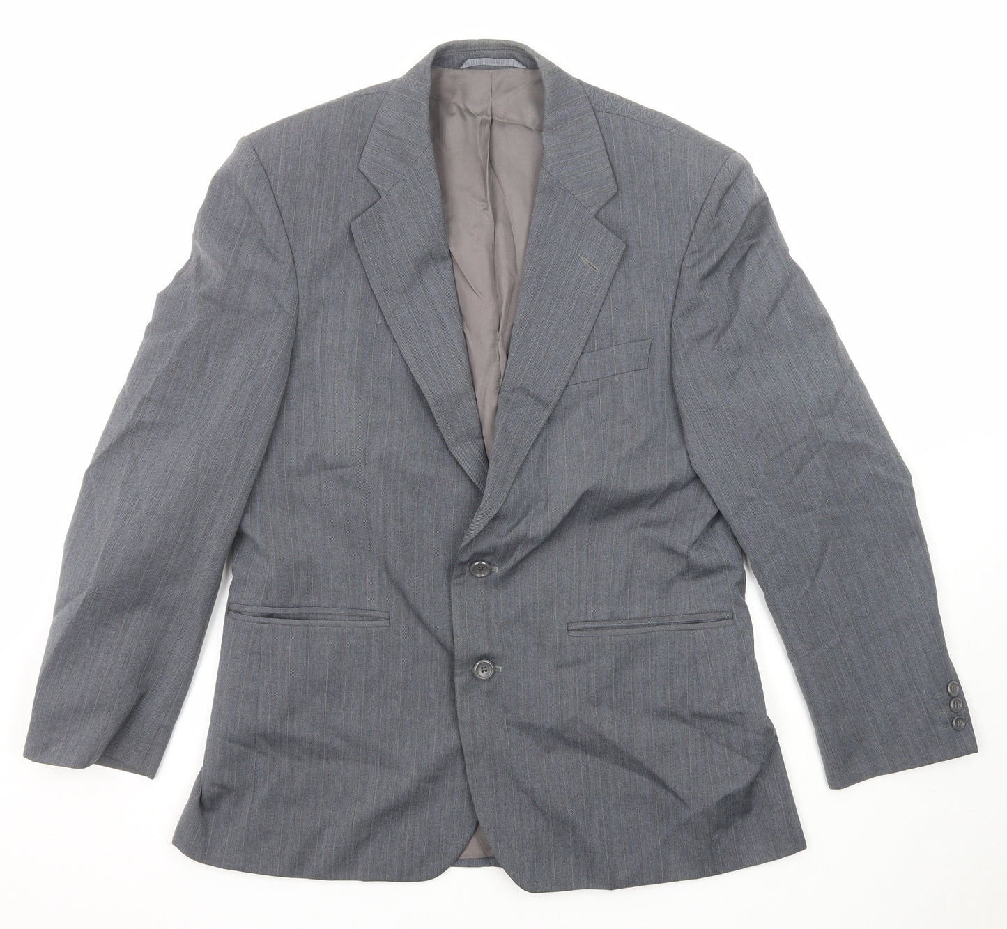 Chatsworth Mens Grey Striped Wool Jacket Suit Jacket Size 40 Regular