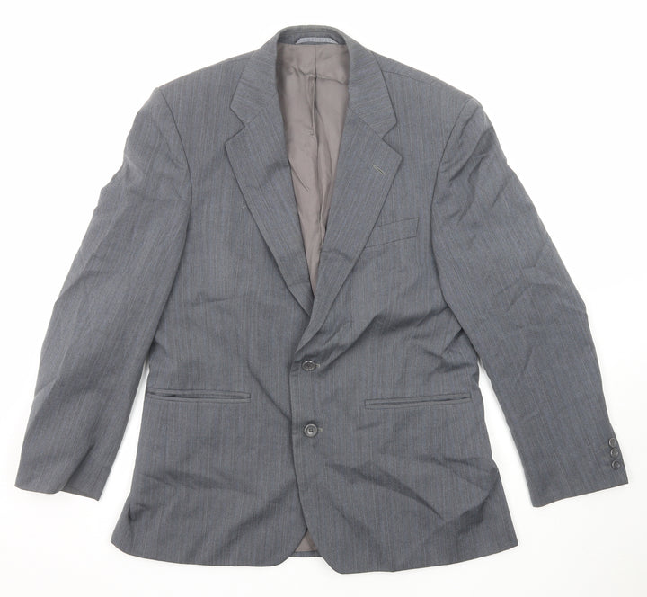 Chatsworth Mens Grey Striped Wool Jacket Suit Jacket Size 40 Regular