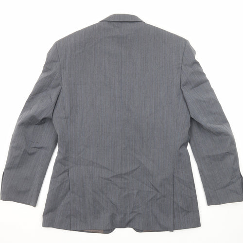 Chatsworth Mens Grey Striped Wool Jacket Suit Jacket Size 40 Regular