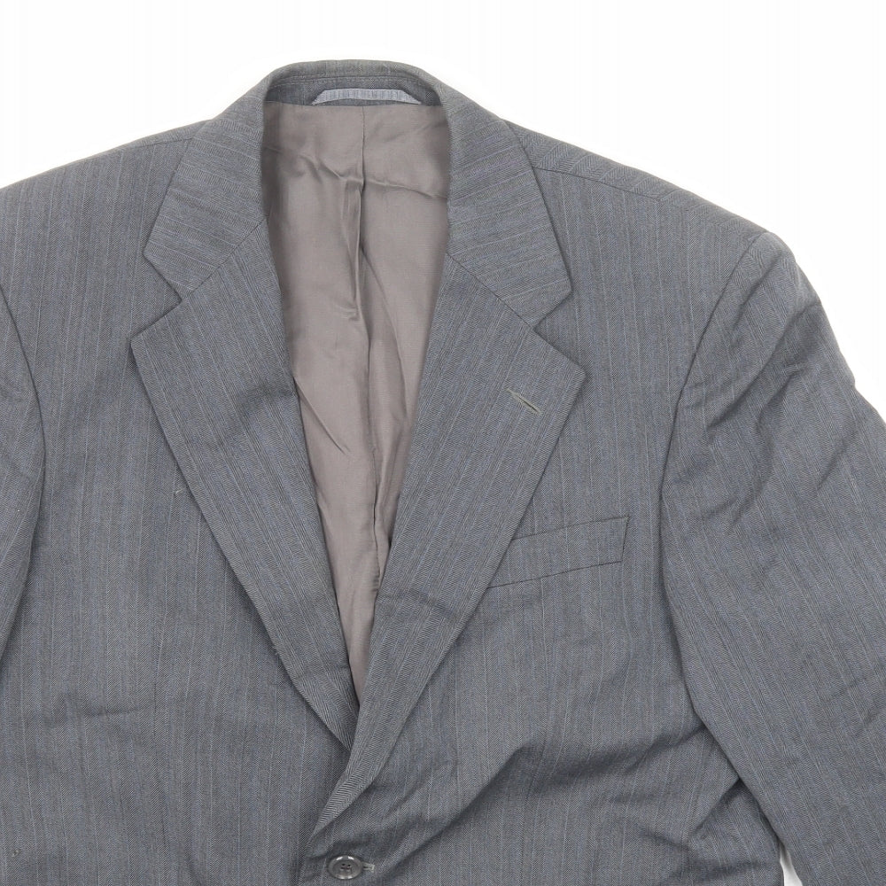 Chatsworth Mens Grey Striped Wool Jacket Suit Jacket Size 40 Regular