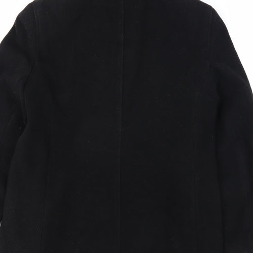 NuAge Womens Black Overcoat Coat Size 12 Zip - Faux Fur Collar