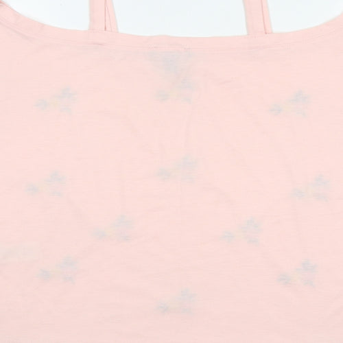New Look Womens Pink Floral Polyester Basic T-Shirt Size 10 Boat Neck - Cold Shoulder