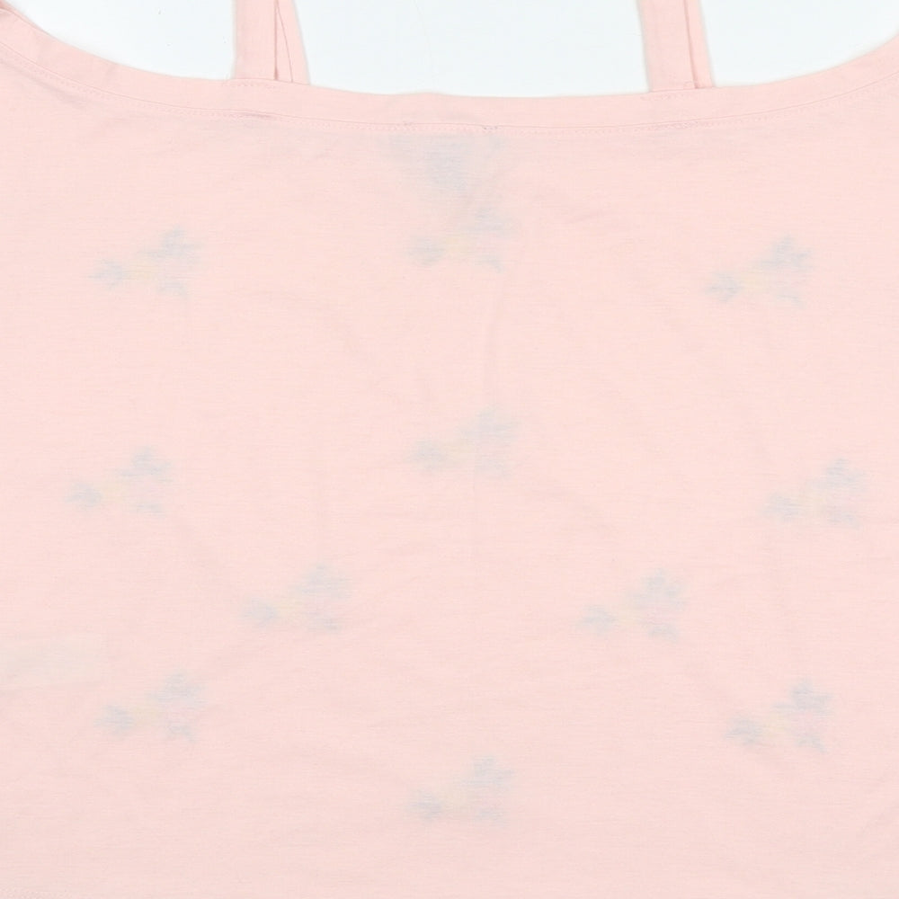 New Look Womens Pink Floral Polyester Basic T-Shirt Size 10 Boat Neck - Cold Shoulder