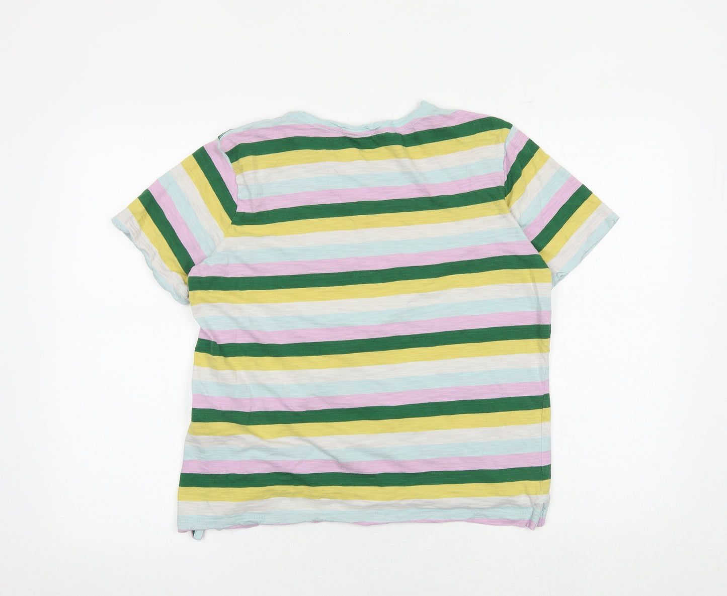 Marks and Spencer Womens Multicoloured Striped 100% Cotton Basic T-Shirt Size 12 Round Neck