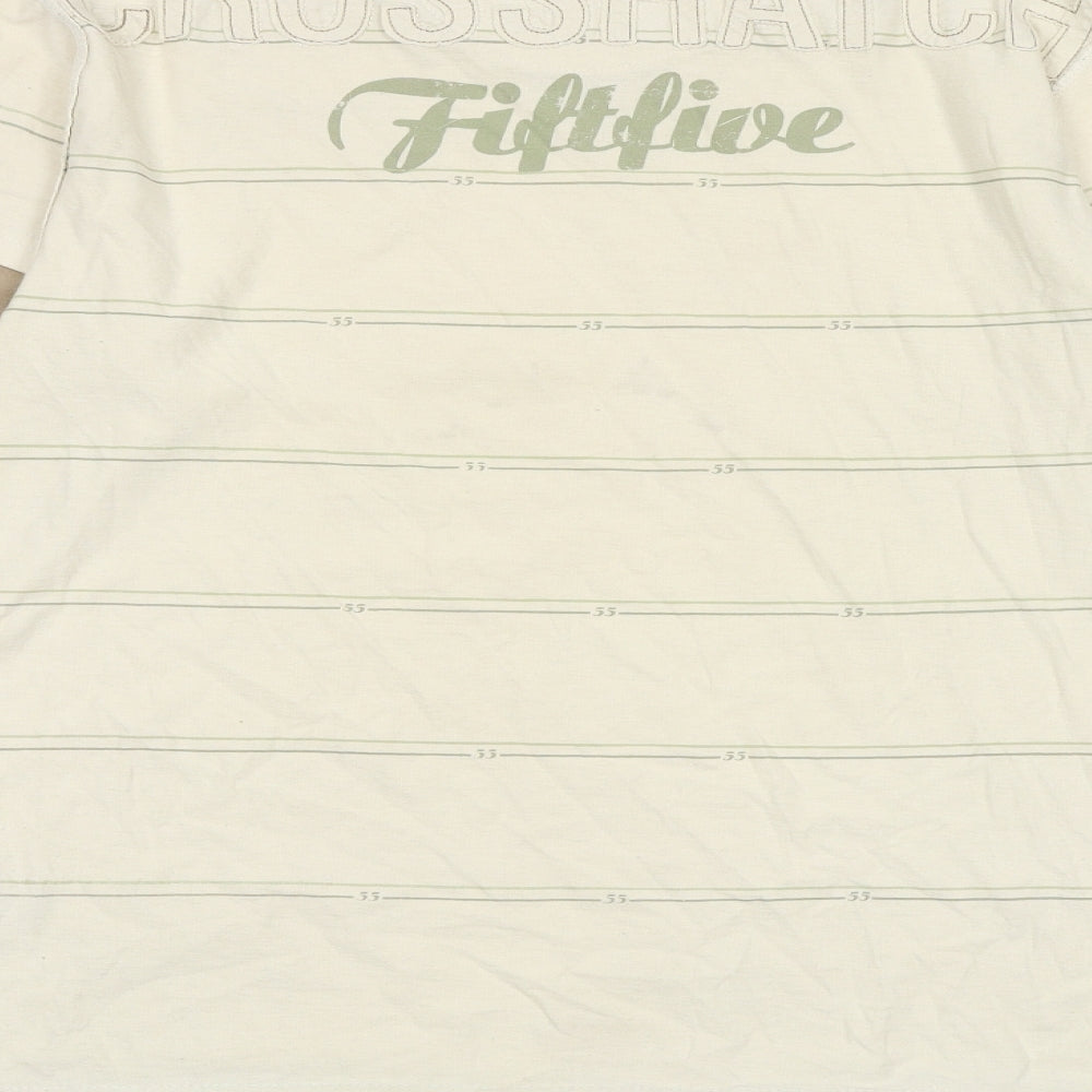 Crosshatch Mens Multicoloured Striped Cotton T-Shirt Size XL Round Neck - Undershirt Details, logo detail, skull graphic