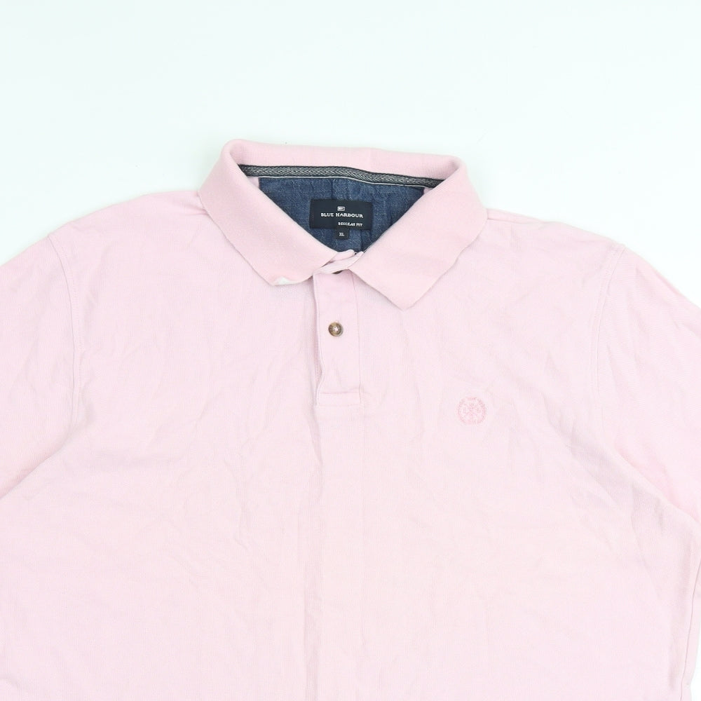 Blue Harbour Mens Pink 100% Cotton Polo Size XL Collared Button