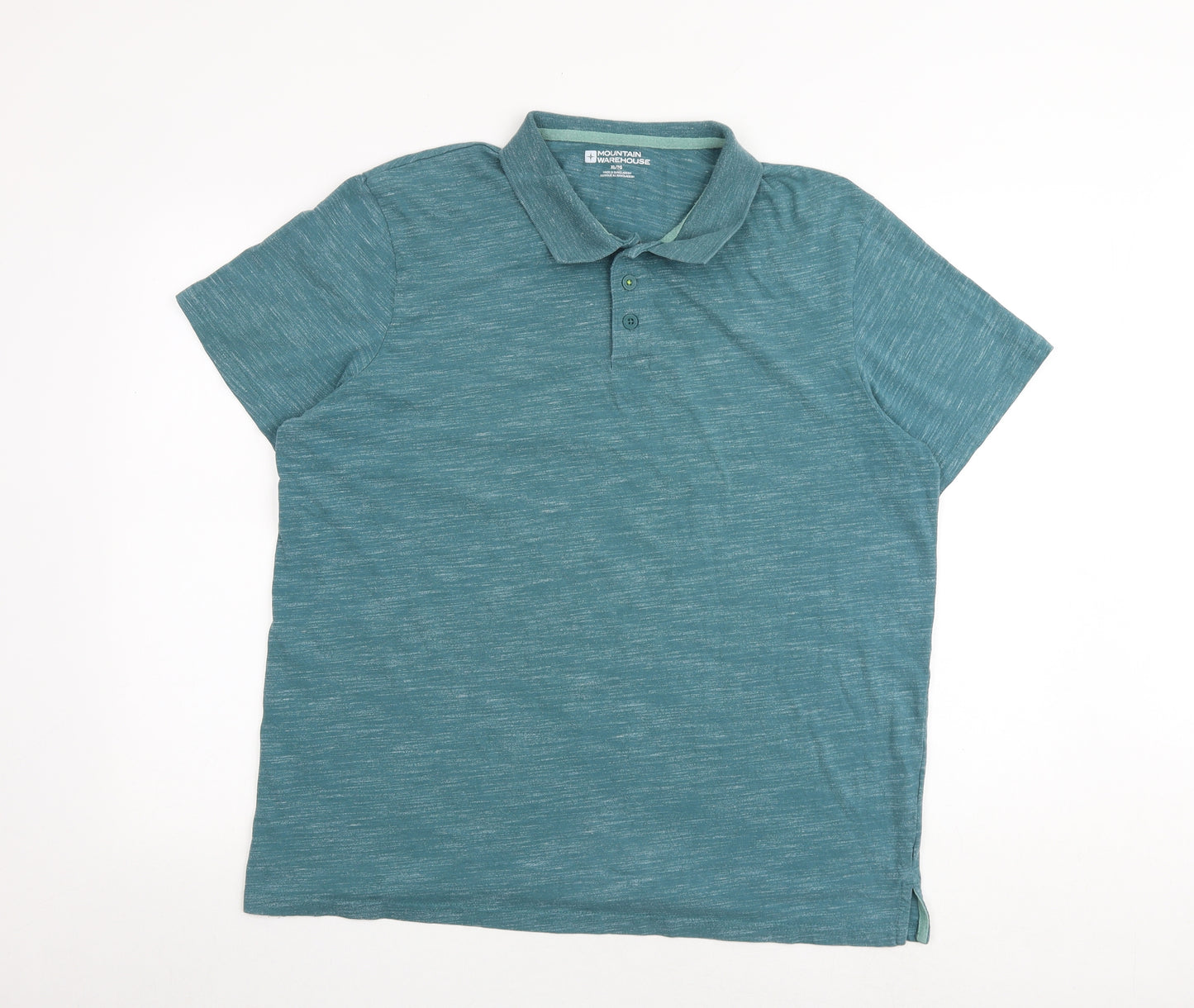 Mountain Warehouse Mens Green Cotton Polo Size XL Collared Button
