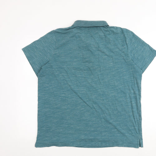Mountain Warehouse Mens Green Cotton Polo Size XL Collared Button