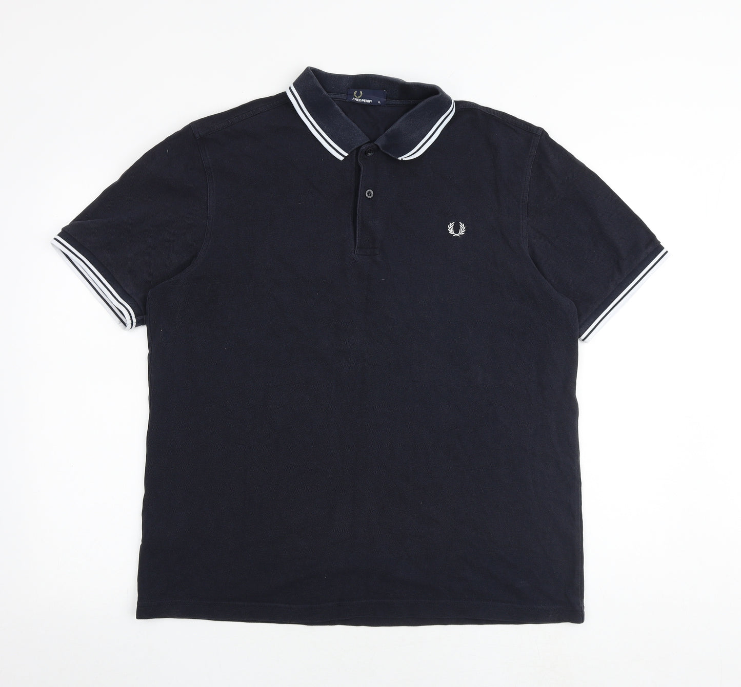 Fred Perry Mens Black 100% Cotton Polo Size XL Collared Button