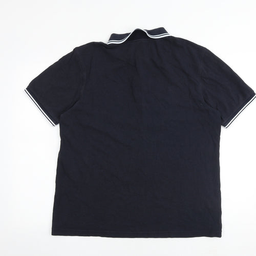 Fred Perry Mens Black 100% Cotton Polo Size XL Collared Button
