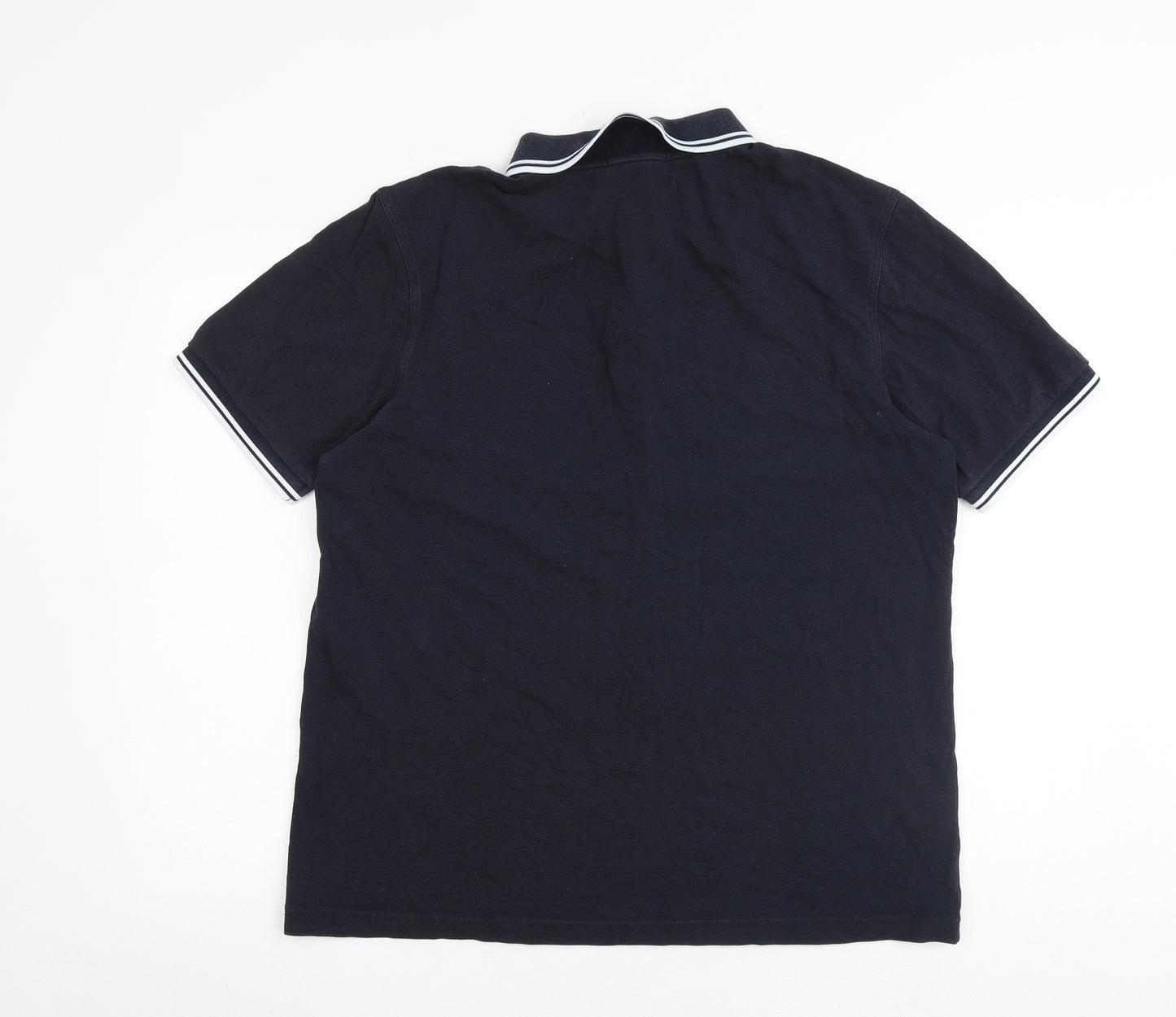 Fred Perry Mens Black 100% Cotton Polo Size XL Collared Button