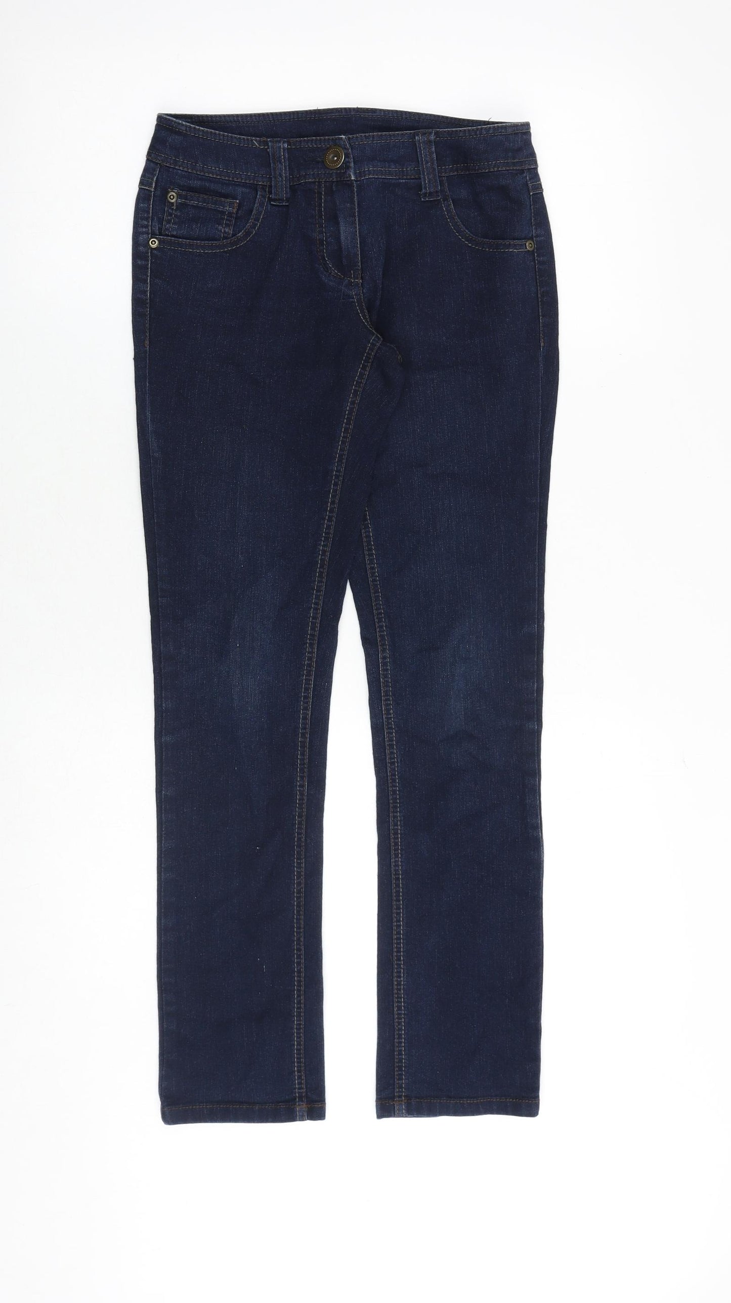 Dorothy Perkins Womens Blue Cotton Straight Jeans Size 6 Regular Zip