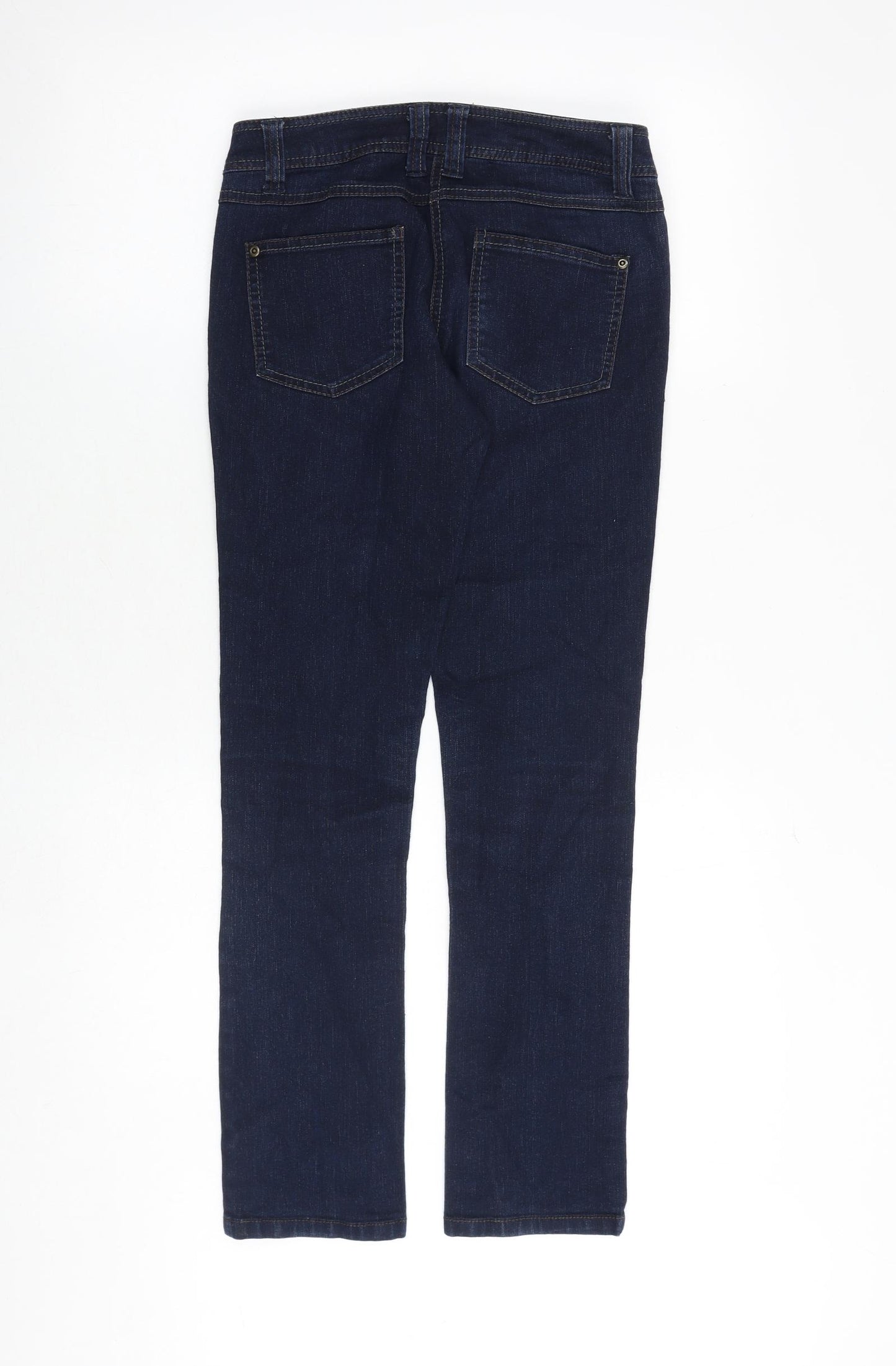 Dorothy Perkins Womens Blue Cotton Straight Jeans Size 6 Regular Zip