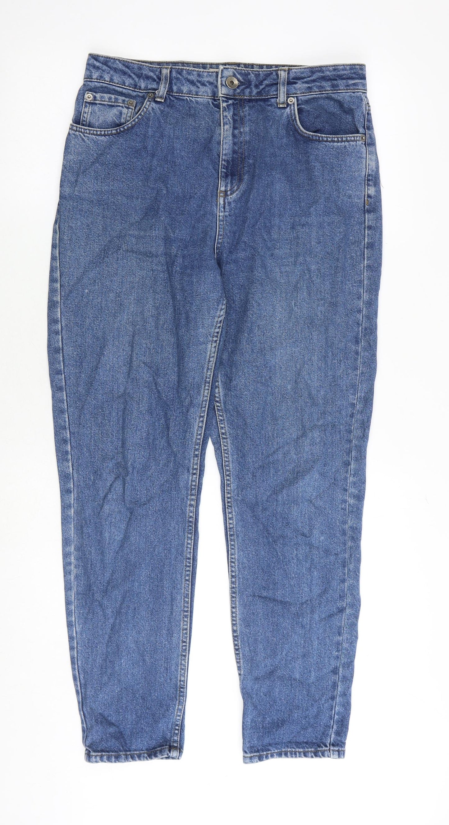 Topshop Womens Blue Cotton Mom Jeans Size 30 in Regular Zip