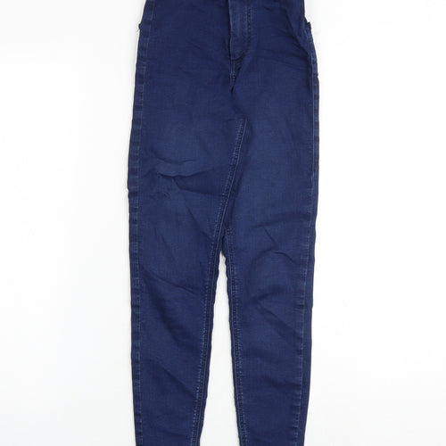 Topshop Womens Blue Cotton Skinny Jeans Size 24 in L28 in Regular Zip