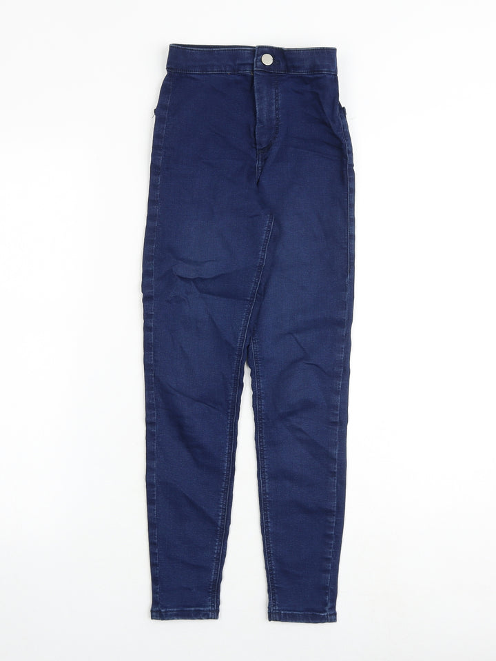 Topshop Womens Blue Cotton Skinny Jeans Size 24 in L28 in Regular Zip
