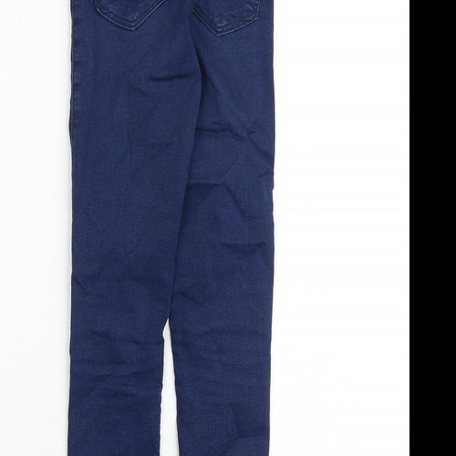 Topshop Womens Blue Cotton Skinny Jeans Size 24 in L28 in Regular Zip