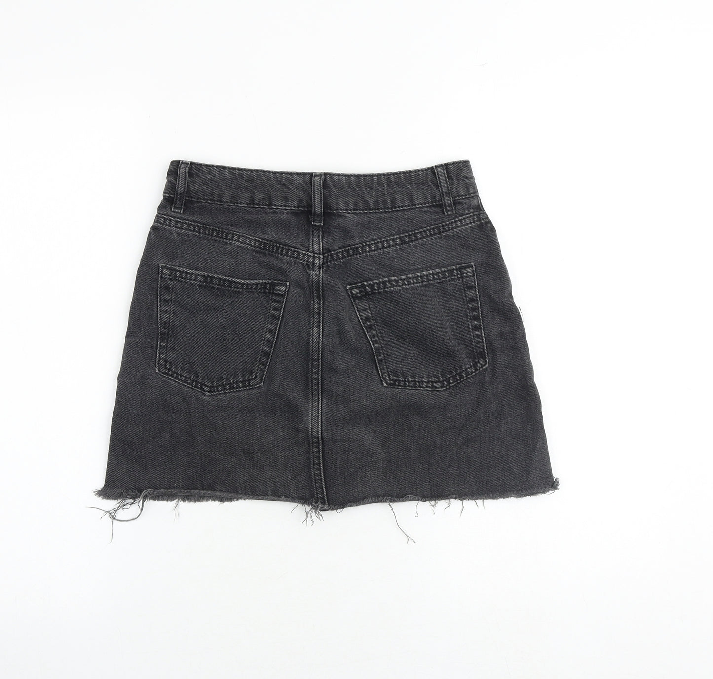 Topshop Womens Grey Cotton A-Line Skirt Size 6 Zip