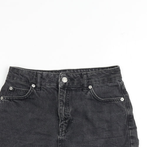 Topshop Womens Grey Cotton A-Line Skirt Size 6 Zip
