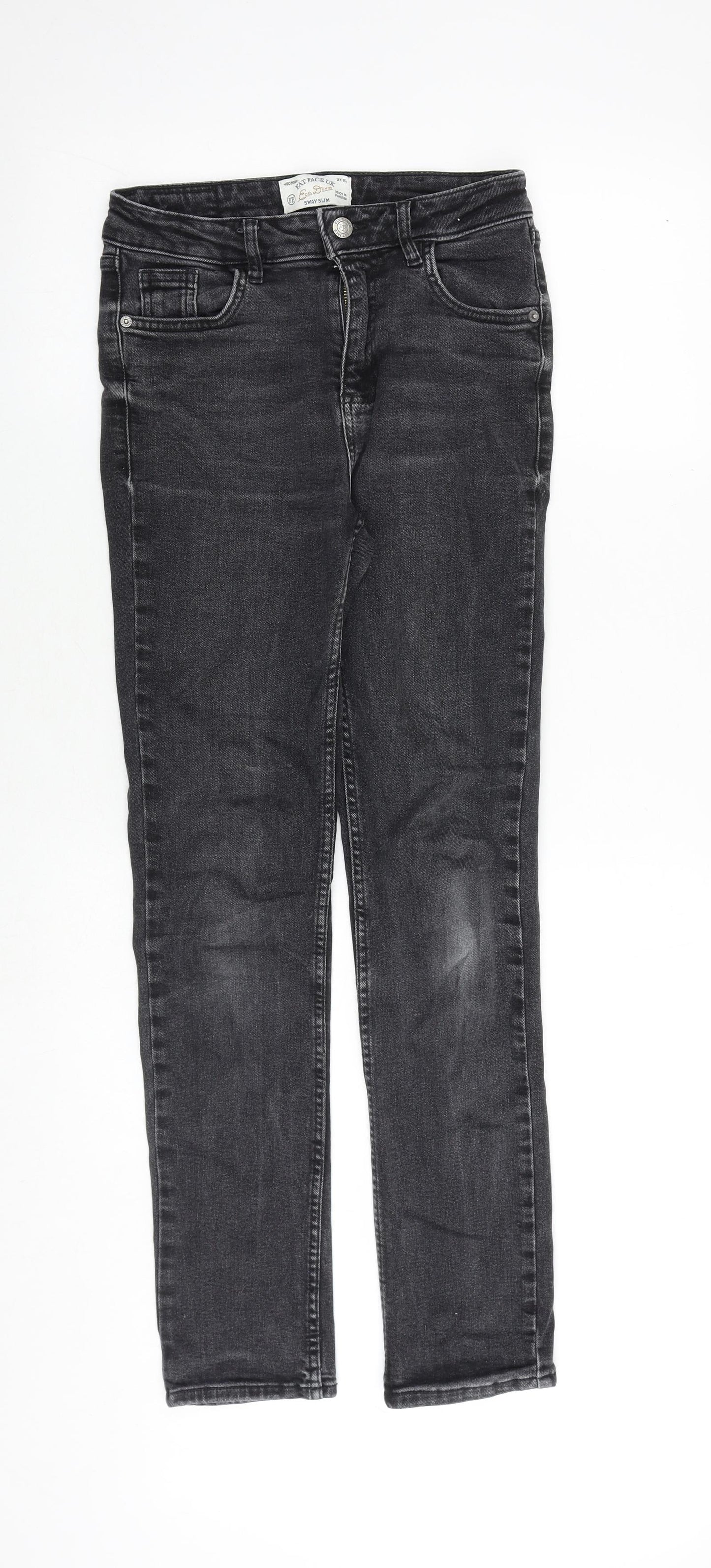 Fat Face Womens Grey Cotton Skinny Jeans Size 8 Slim Zip