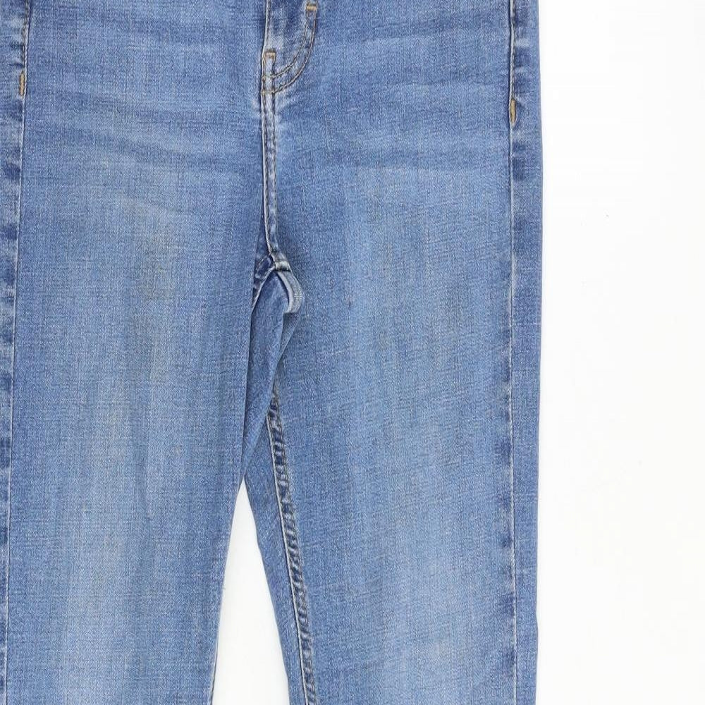 Topshop Womens Blue Cotton Flared Jeans Size 28 in Regular Zip