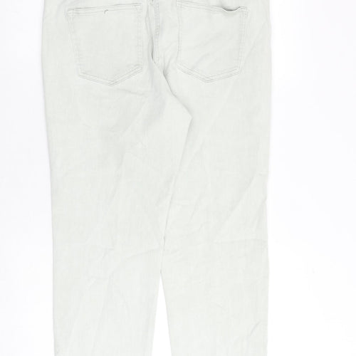 NEXT Womens Green Cotton Straight Jeans Size 16 Regular Zip