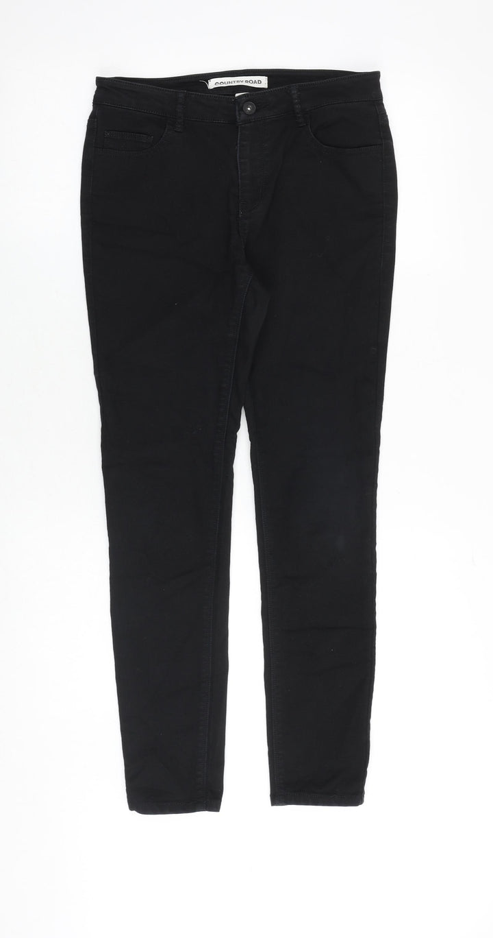 Country Road Womens Black Cotton Skinny Jeans Size 6 Slim Zip