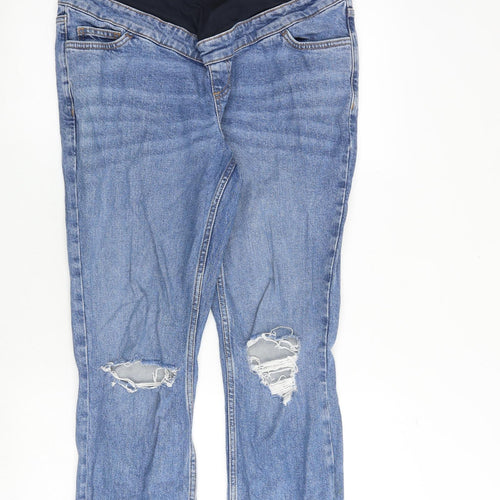 New Look Womens Blue Cotton Straight Jeans Size 12 Regular