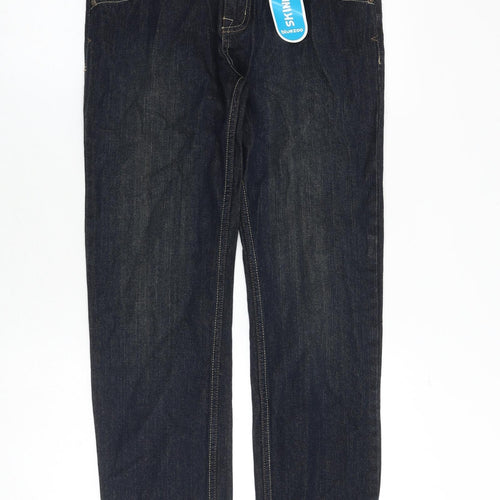Blue Zoo Boys Blue 100% Cotton Straight Jeans Size 14 Years Slim Zip